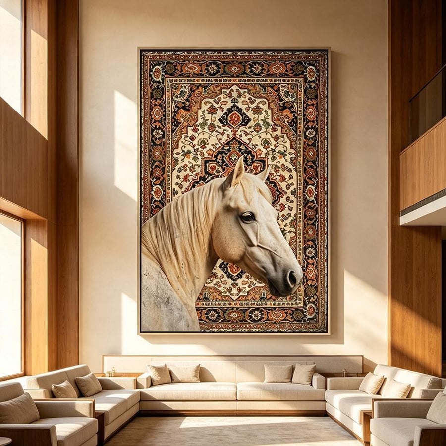 لوحة طولية خيل تصميم مودرن للصالات والمجالس