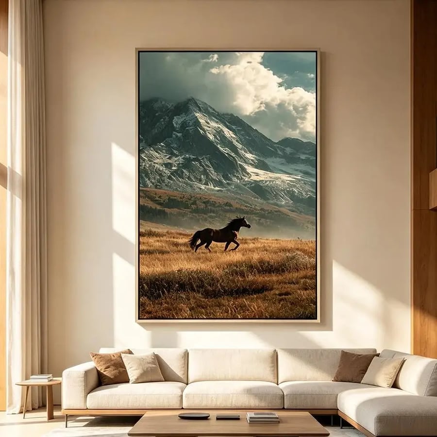 لوحة طولية خيل تصميم مودرن للصالات والمجالس