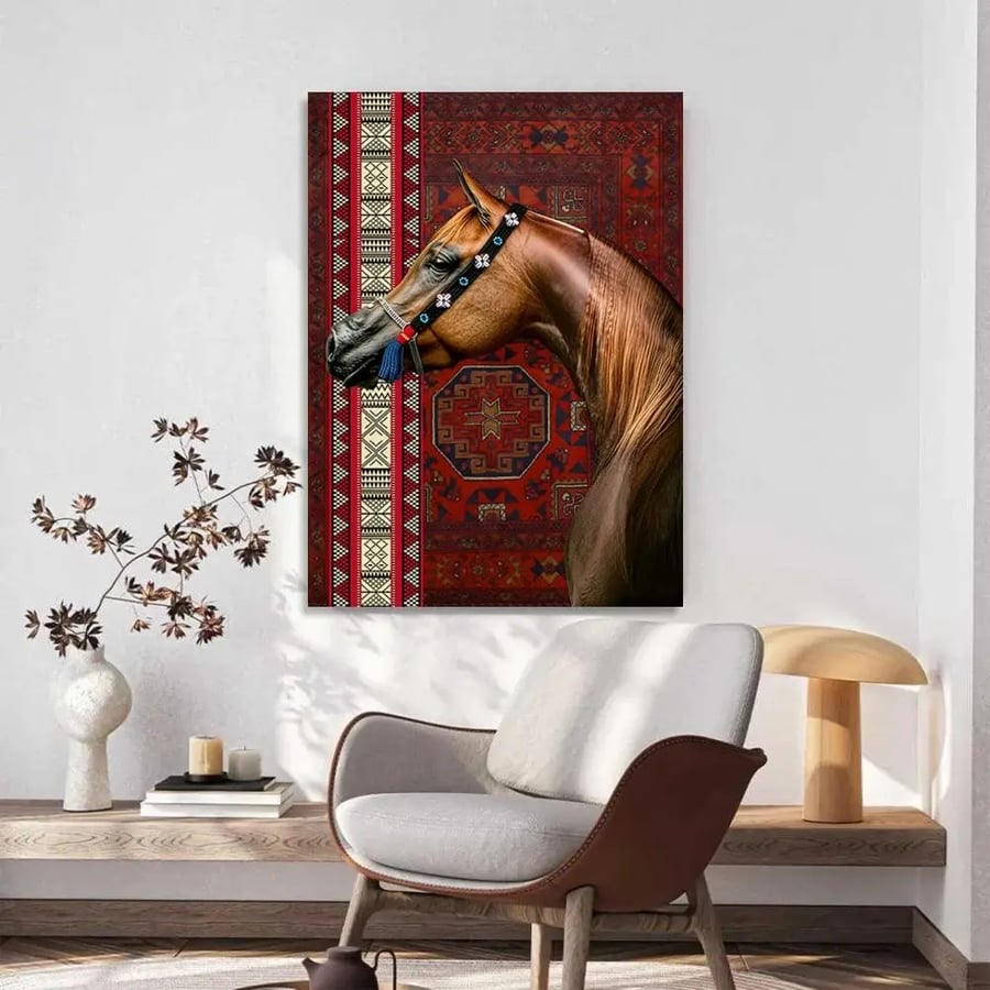 لوحة خيل عربي فخم مستوحى من التراث العربي