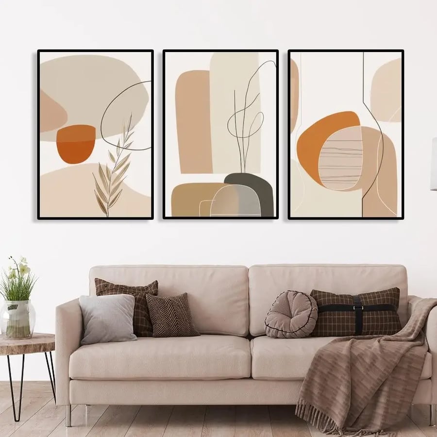 طقم من 3 لوحات ثلاثية بتصميم عصري