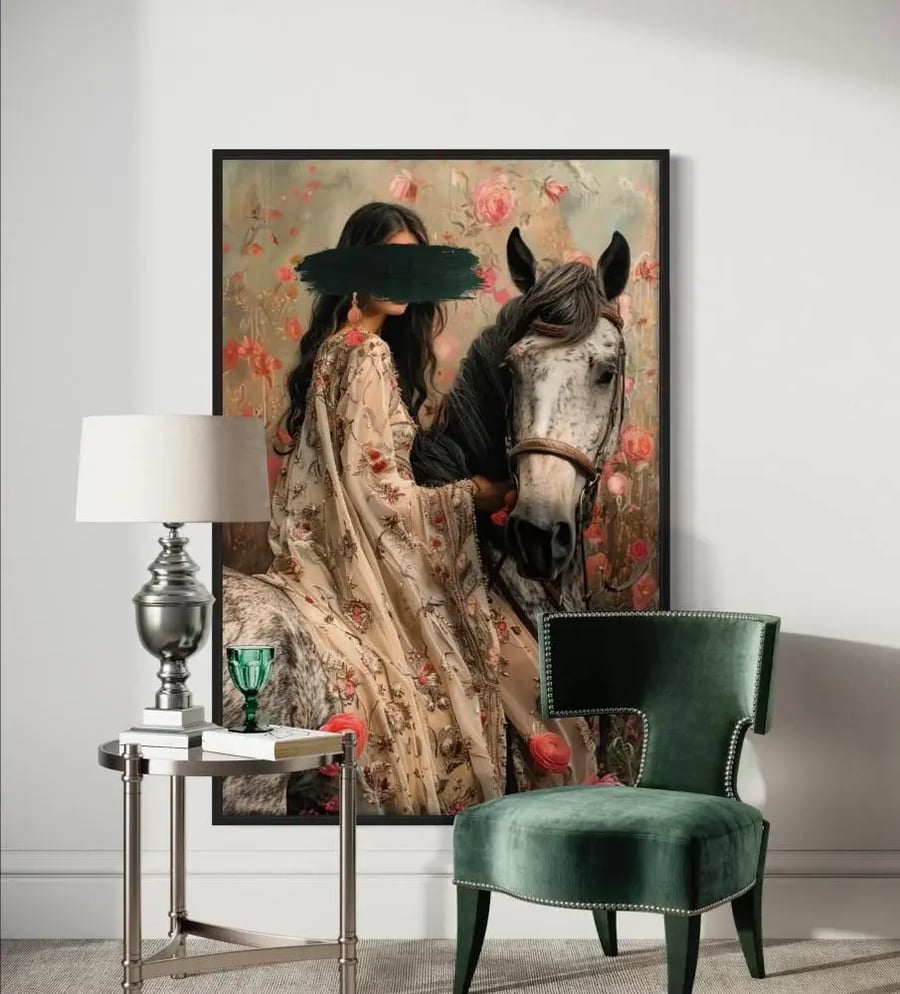 لوحة كنفاس أناقة الخيل"