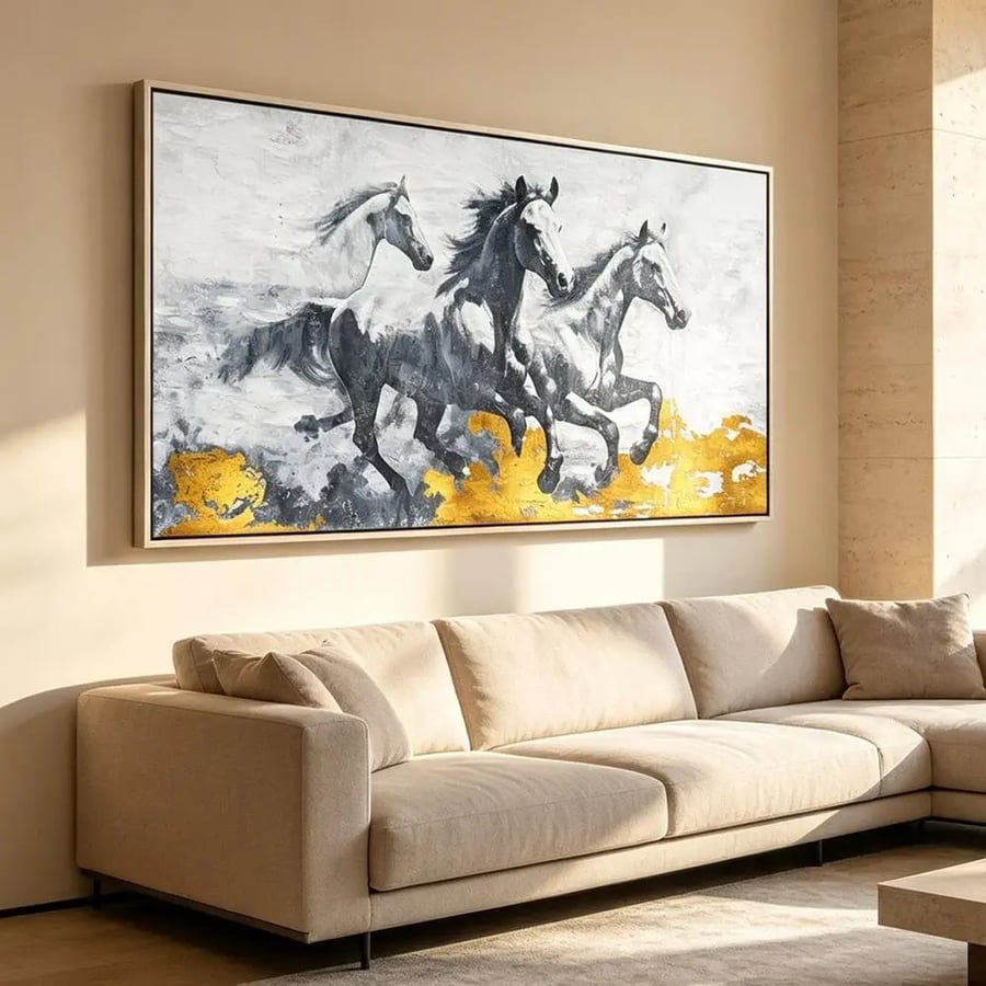 لوحة عرضية خيل تصميم مودرن