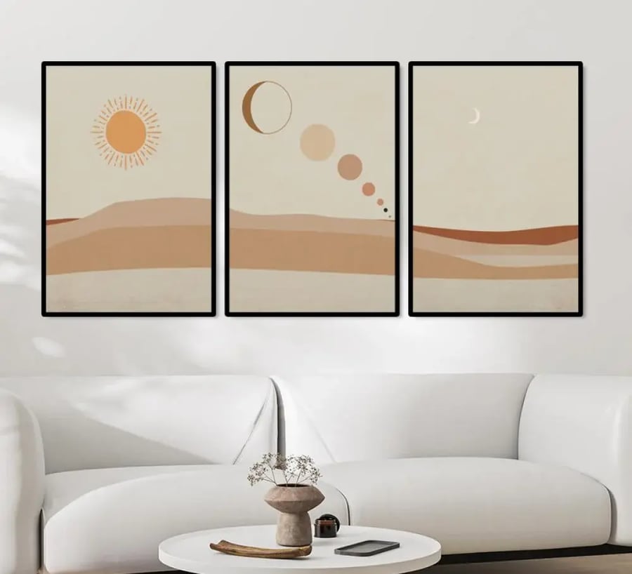 طقم من 3 لوحات ثلاثية بتصميم عصري