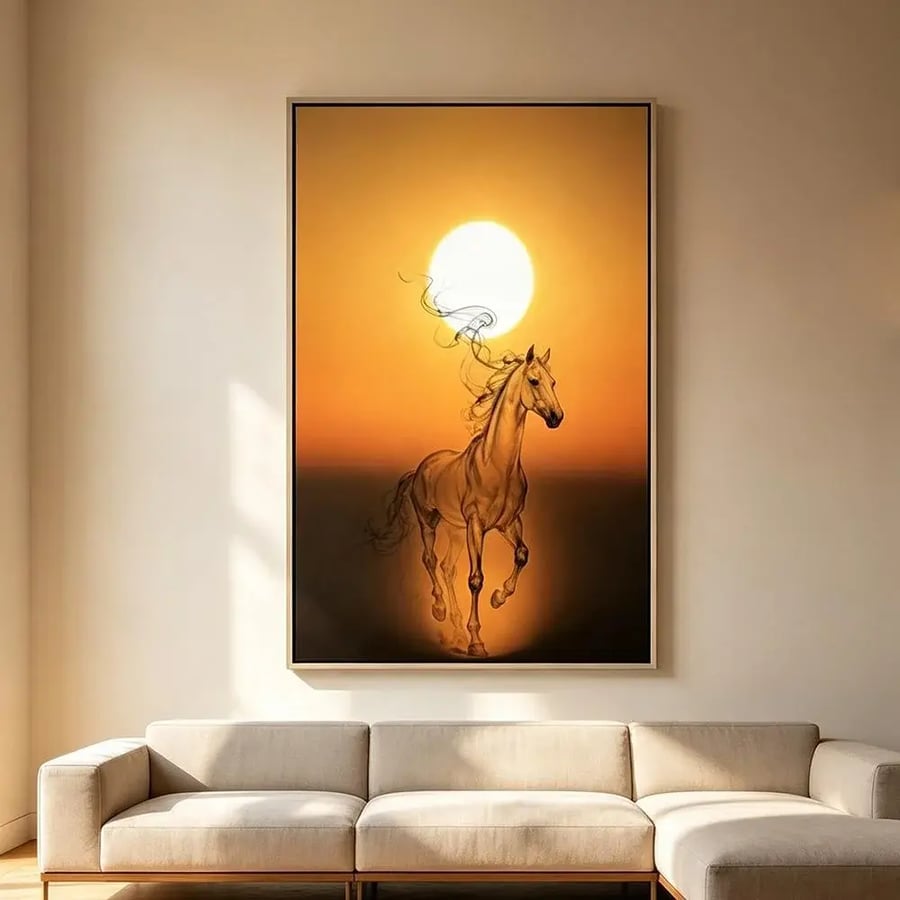 لوحة طولية خيل تصميم مودرن للصالات والمجالس