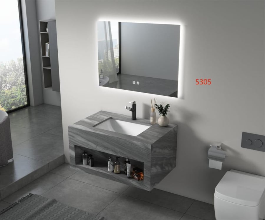 مغاسل رخاميه بعده الوان ومقاسات مع مرايا 2 اضاءه LED