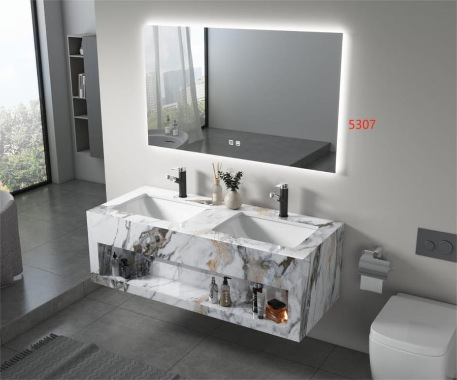 مغاسل رخاميه بعده الوان ومقاسات مع مرايا 2 اضاءه LED
