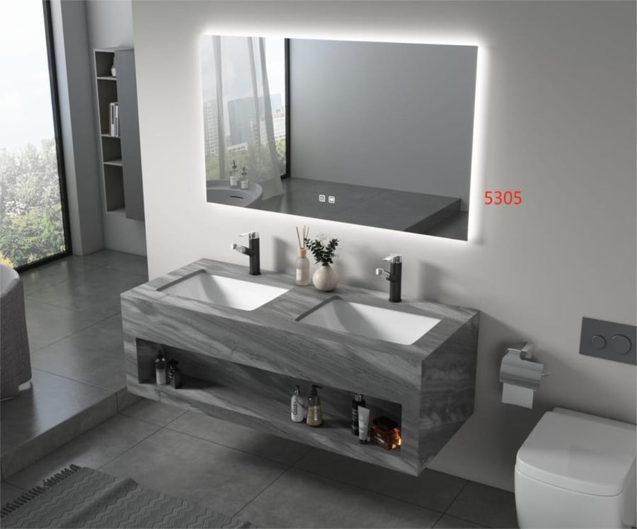 مغاسل رخاميه بعده الوان ومقاسات مع مرايا 2 اضاءه LED