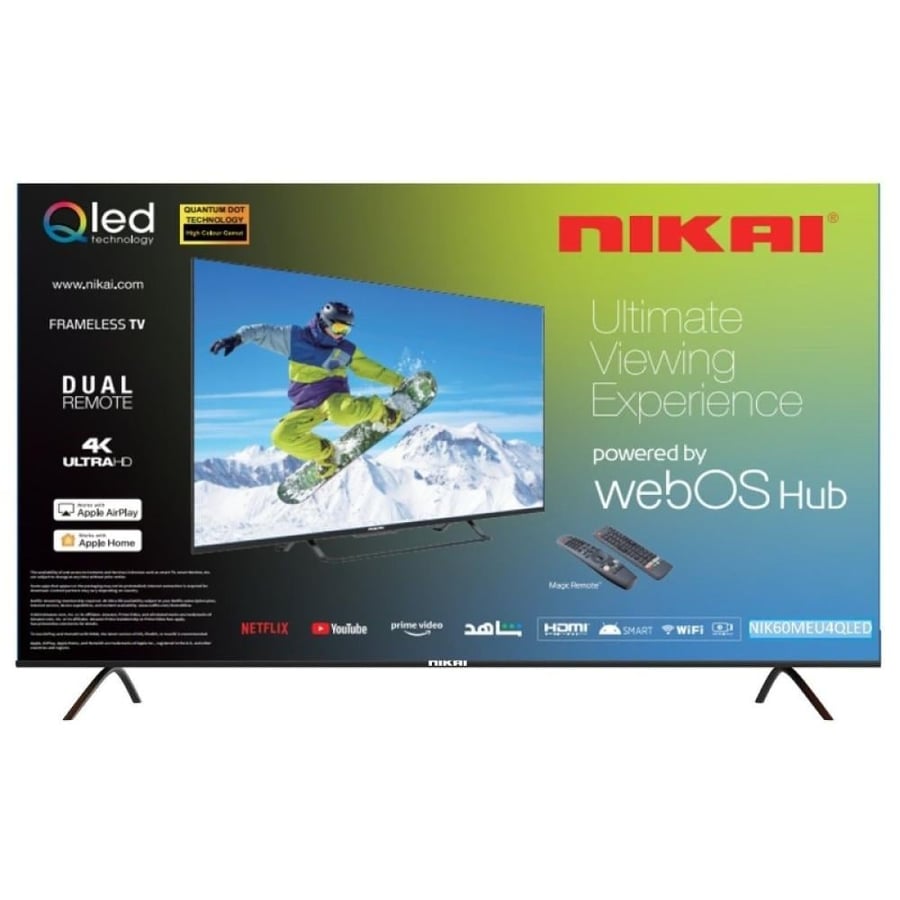 شاشة نيكاي 60 بوصة كيوليد سمارت Nikai QLED | دقة 4K WebOS موديل NIK60MEU4QLED