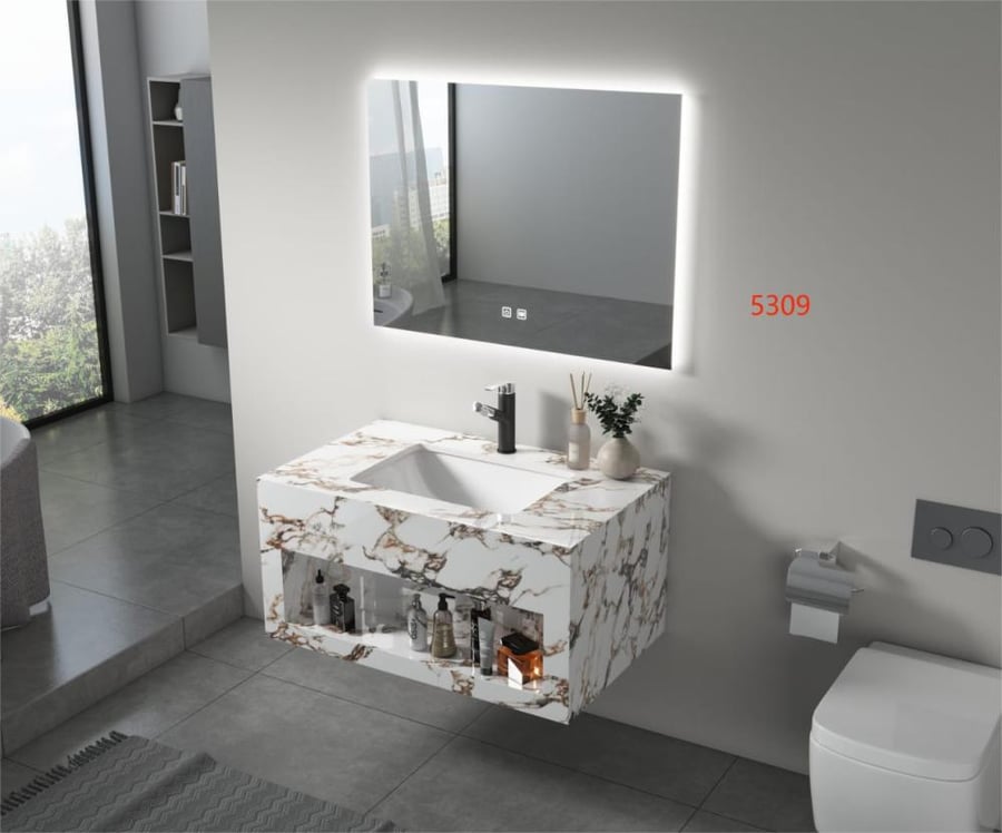مغاسل رخاميه بعده الوان ومقاسات مع مرايا 2 اضاءه LED