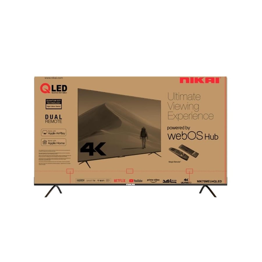 شاشة نيكاي 75 بوصة كيوليد سمارت Nikai QLED | دقة 4K WebOS موديل NIK75MEU4QLED