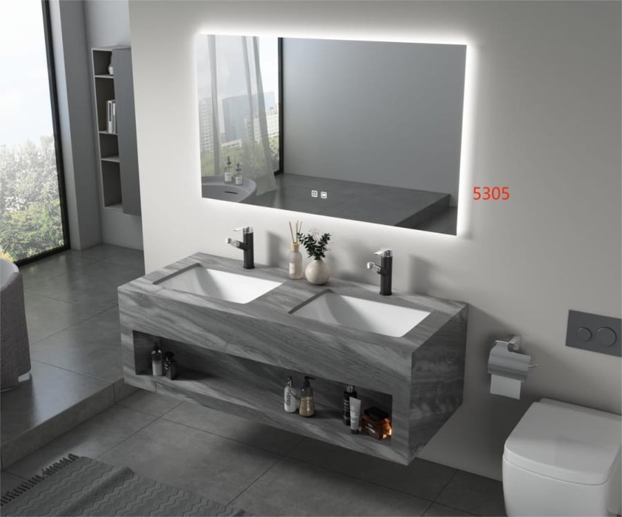 مغاسل رخاميه بعده الوان ومقاسات مع مرايا 2 اضاءه LED