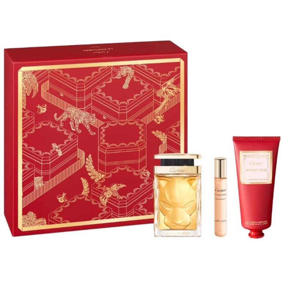 عطر كارتير لا بانثير أو دو بارفيوم مع لوشن للجسم وعطر صغير للسفر