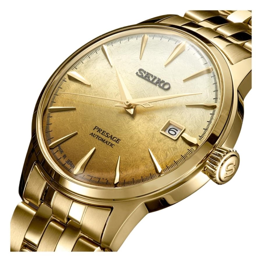Seiko Presage SRPK46J Beer Julep ساعة كوكتيل تايم ذهبية أوتوماتيكية