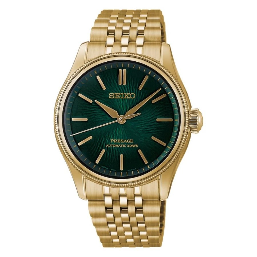 ساعة سيكو Presage Classic HCC009 أوتوماتيك ذهبية بميناء أخضر - إصدار م