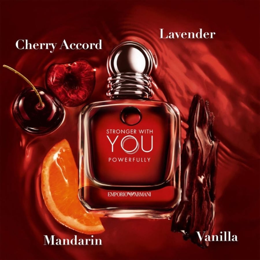 زجاجة عطر Armani Stronger With You Powerfully الرجالي بلون أحمر داكن م
