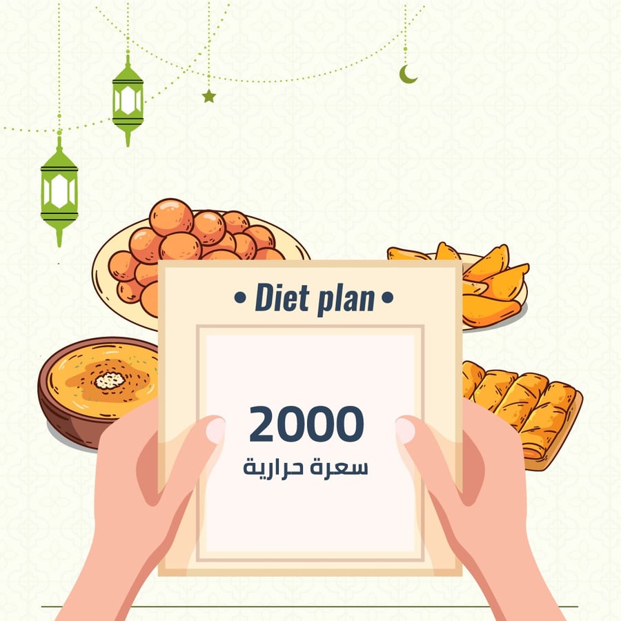 جدول رمضان ( 2000 ) سعرة حرارية