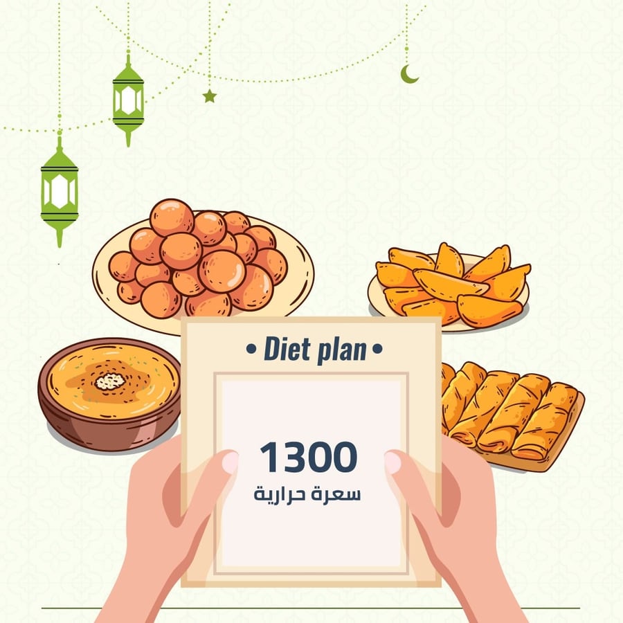 جدول رمضان ( 1300 ) سعرة حرارية
