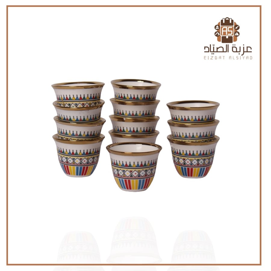 طقم فناجيل نقش القط العسيري