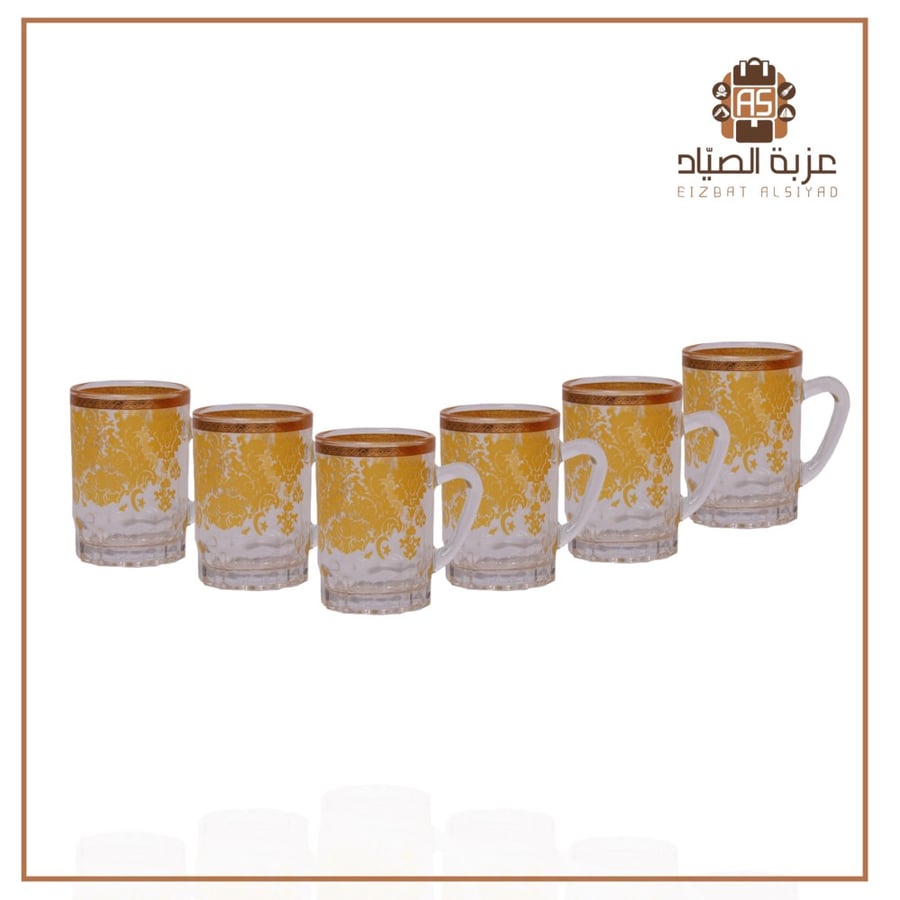 طقم بيالات نقش اصفر