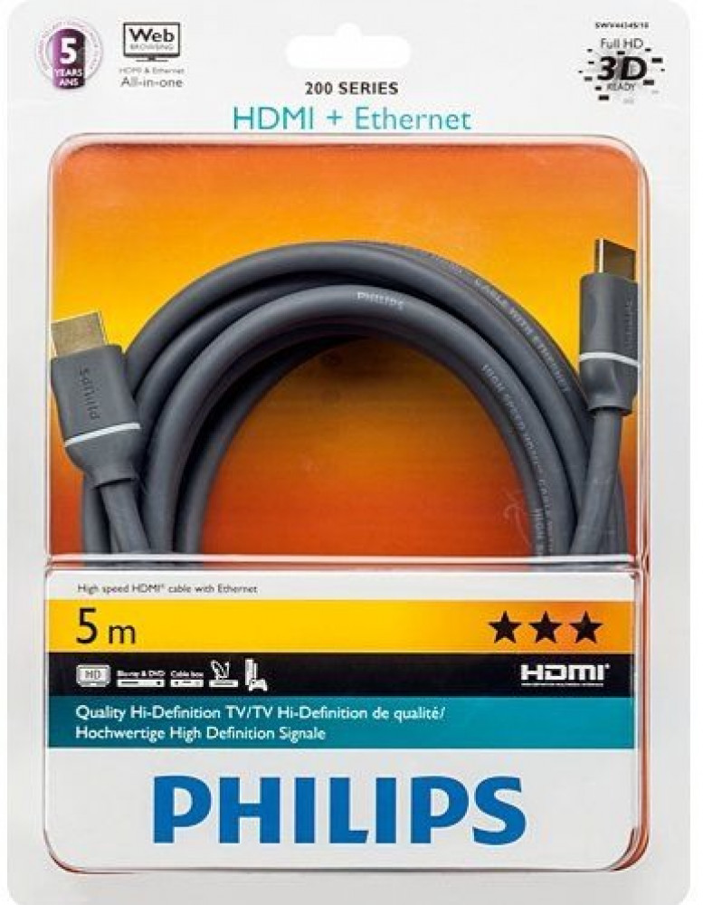 Philips HDMI cable with Ethernet LAN technology for Internet connection