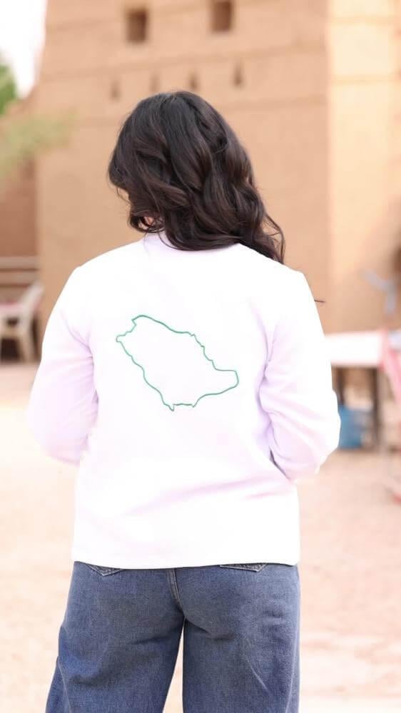 جاكيت اليوم الوطني السعودي 94 ابيض نسائي كوت للعيد الوطن للنساء ازياء