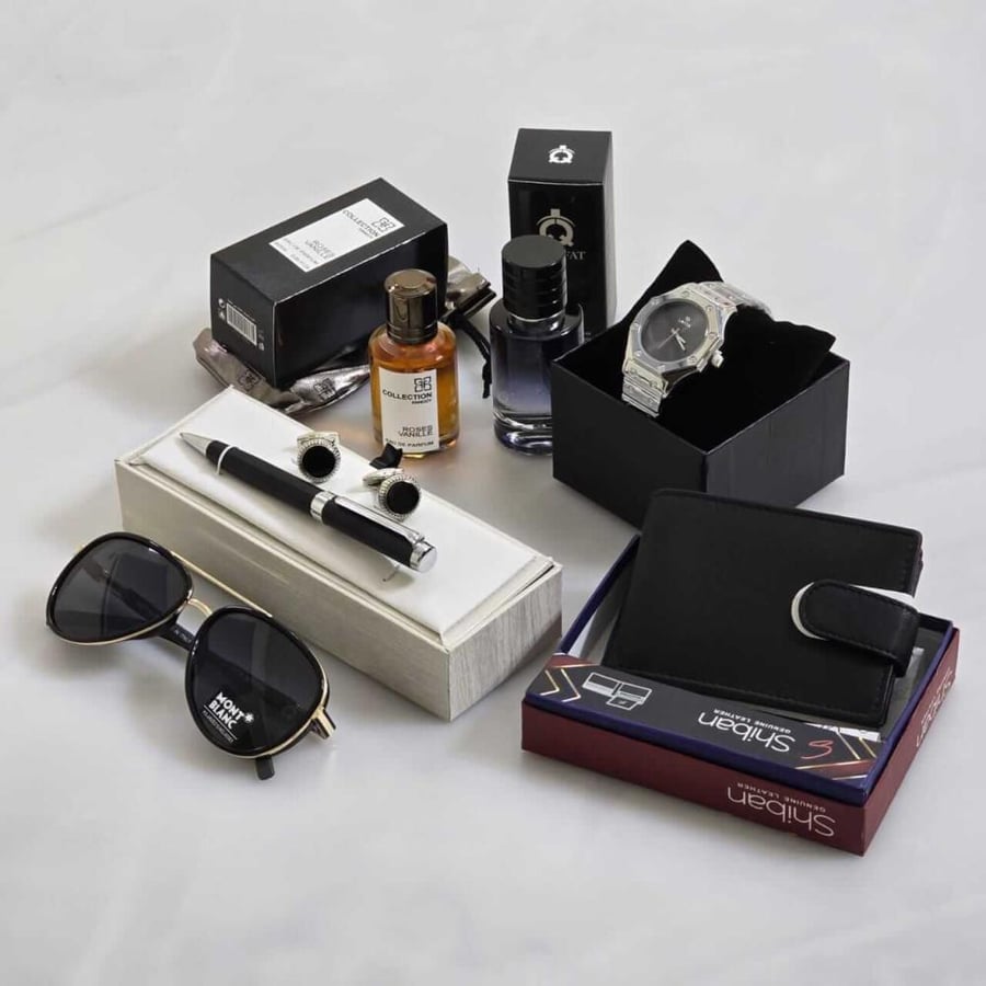 أجمل الهدايـا التذكارية رجالية فخمة بوكس ماركه نظاره قلم عطر ساعه قلب