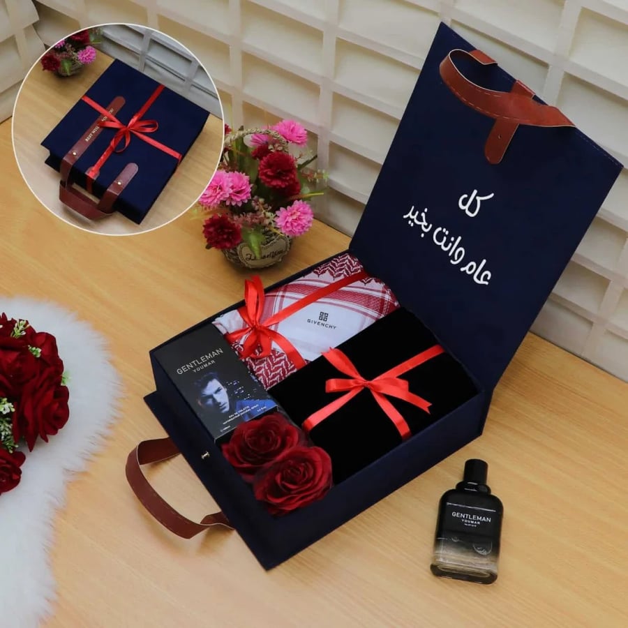 هدايا العيد طقم رجالي شماغ جيفنشي قماش عطر هدايا رجالية رمضان ماركات