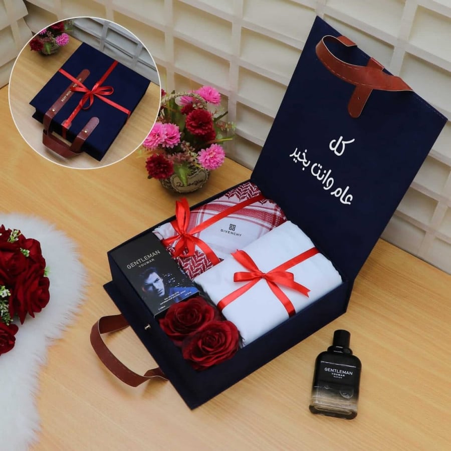 هدايا العيد طقم رجالي شماغ جيفنشي قماش عطر هدايا رجالية رمضان ماركات