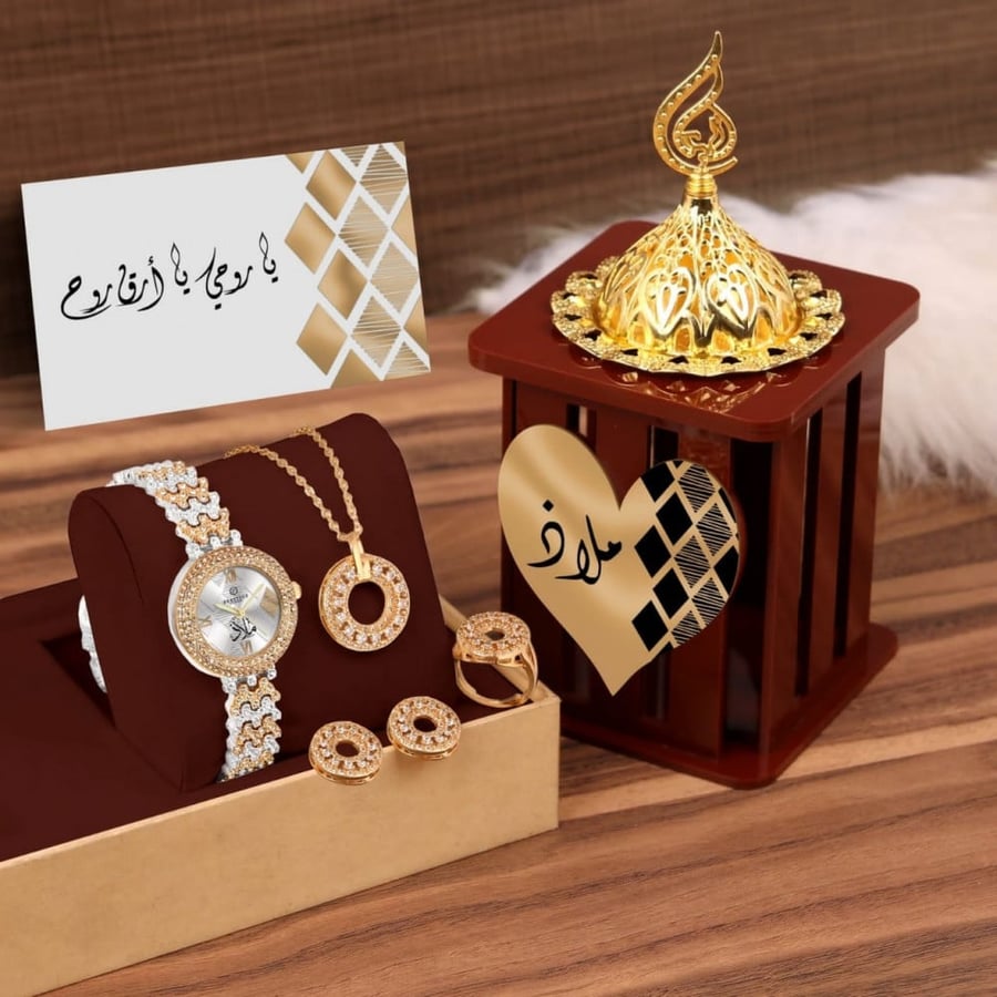 طقم ساعه مع اكسسوارات بوكس نسائي راقي هدايا فخمه