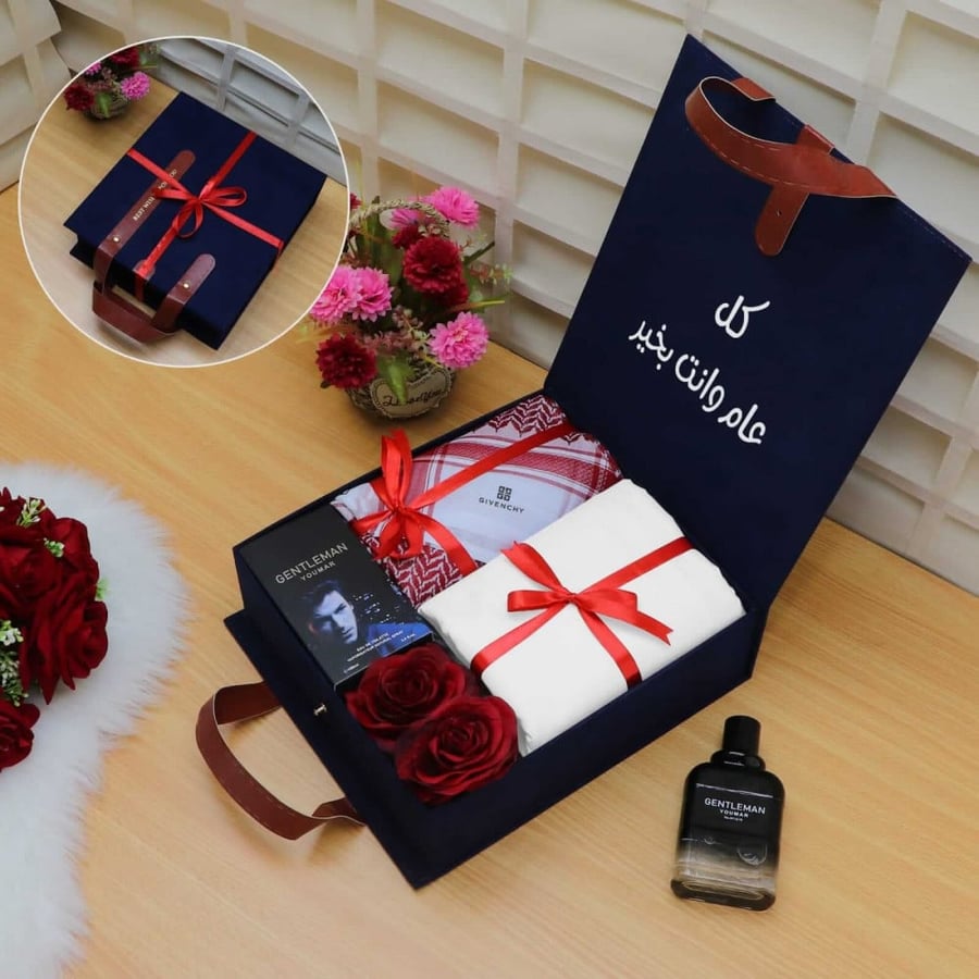 هدايا العيد طقم رجالي شماغ جيفنشي قماش عطر هدايا رجالية رمضان ماركات
