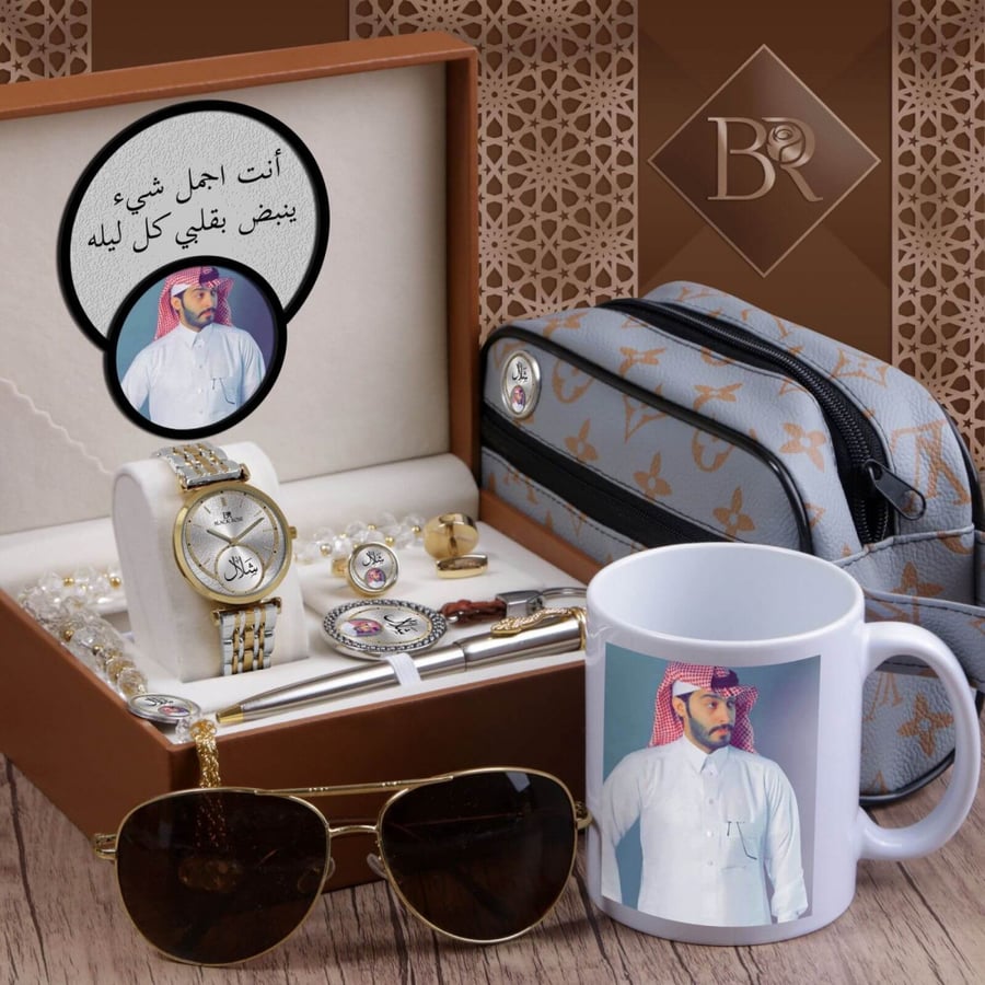 بوكس رجالي طقم ساعه مع اكسسوارات