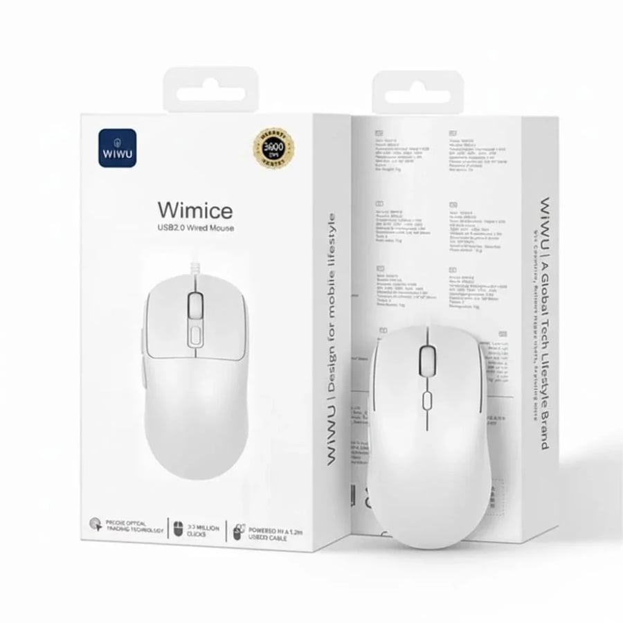 ماوس سلكي ويوا WM11 بدقة عالية تصل إلى 3600 DPI (WiWU WM11 Wired Mouse)