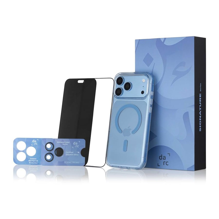 بكج حماية متكامل دارك سيجنتشر للأيفون (darc SIGNATURE Series Full Protection Pack) - أزرق