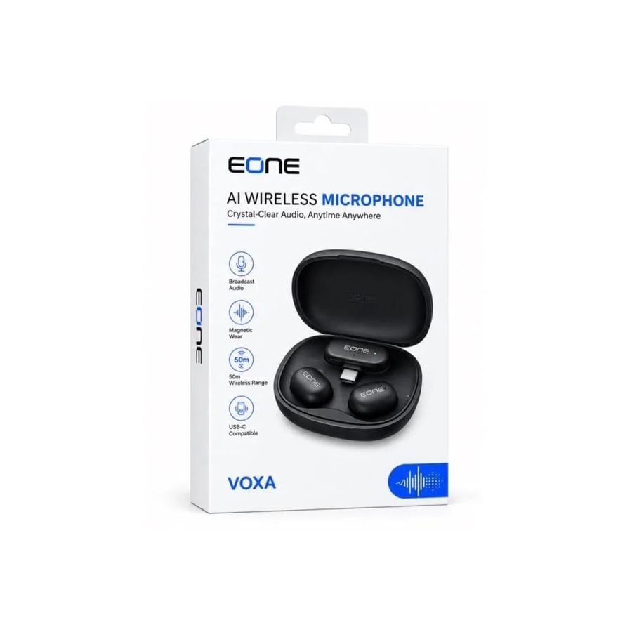 مايك لاسلكي مزدوَج إي ون فوكسا بالذكاء الاصطناعي (EONE VOXA AI Wireless Microphone System) - VOXA AI Wireless Microphone