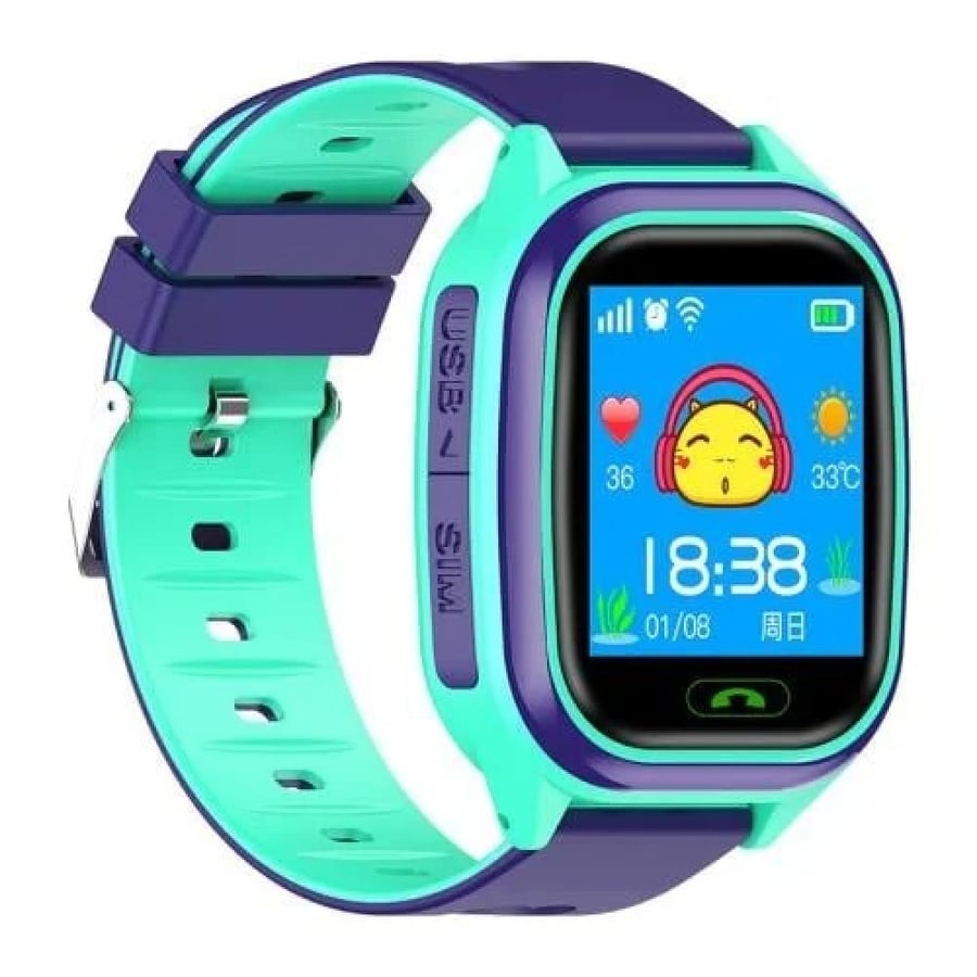 ساعة أطفال إسنب بسيم كارت ونظام تحديد الموقع GPS من أسنب (Isnap Smart Watch for Kids with GPS & SIM) - أخضر / أزرق
