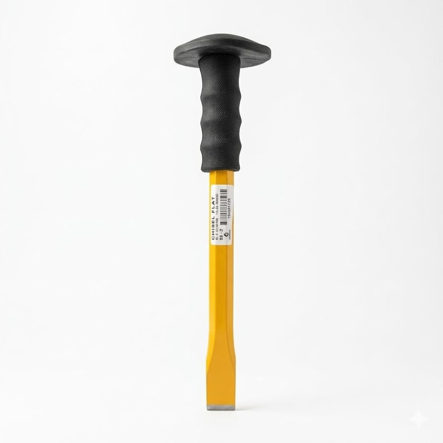 Indian-made concrete breaking chisel with wide rubber grip