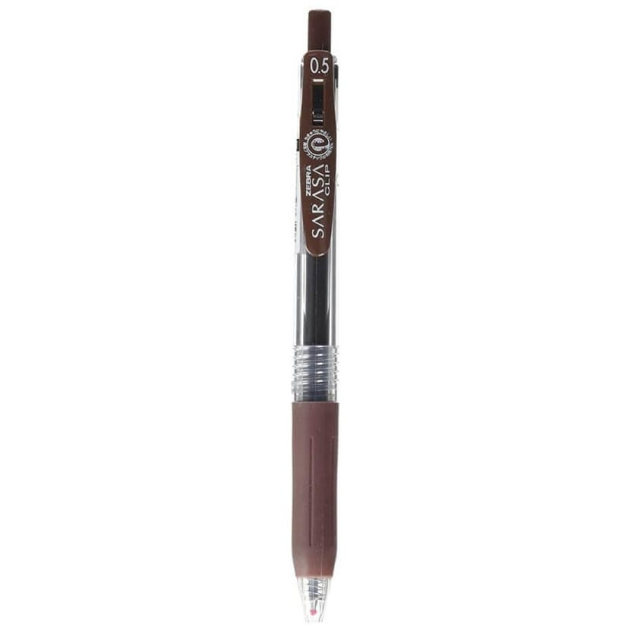 Zebra SARASA Clip Gel Retractable Pen 0.5 mm Brown Bx = 10 Pens
