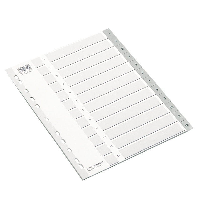 Roco Ring Book Index 12 Dividers A4 Gray
