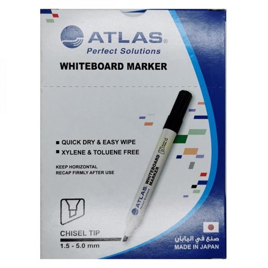 Atlas White Board Marker Chisel Black Dozen=12pcs