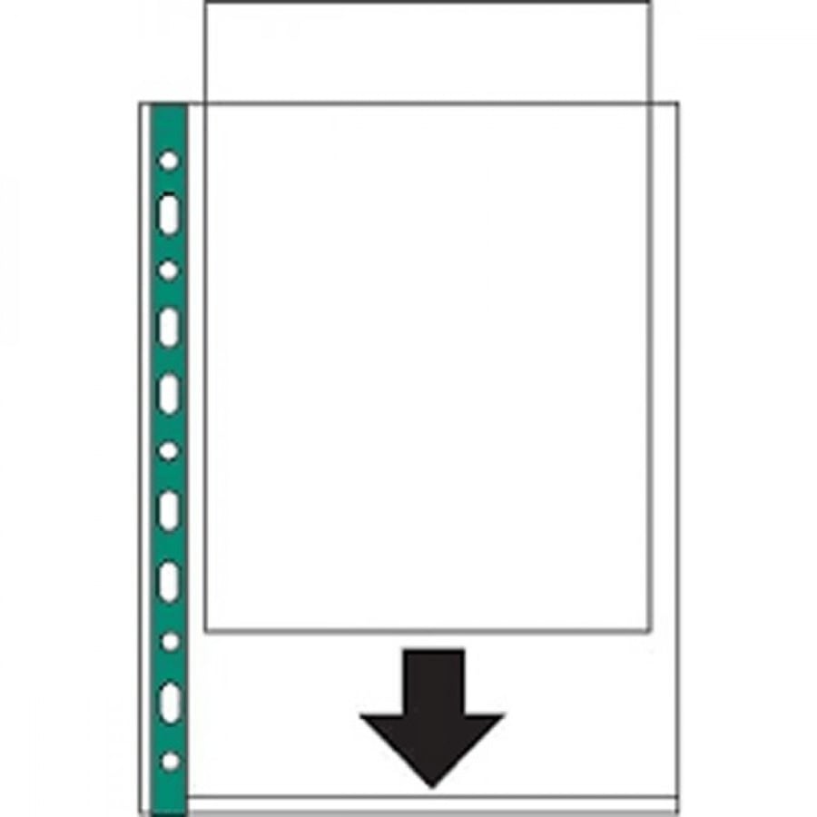 Rexel Nyrex Re-Inforced Top Opening A4 Pockets, Red Reinforcing Strip.