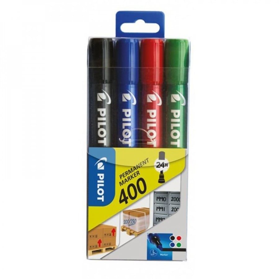 Pilot Permanent Marker Broad Chisel Tip Wlt = 4 Pens BX = 12 Pens