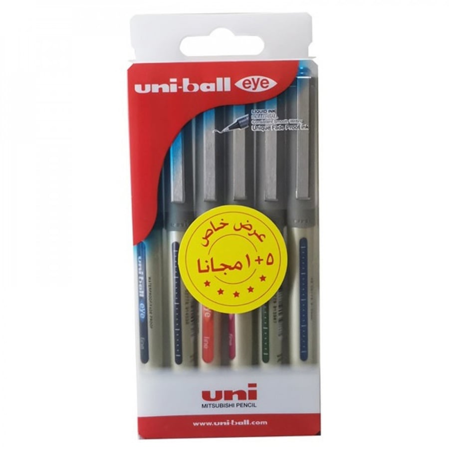 يوني بول UB157 قلم سائل 0.7 مم طقم 6 ألوان فرعية