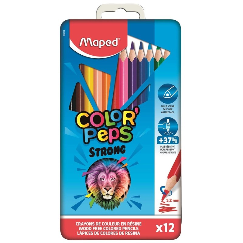 Maped Color Pencils Strong Metal Case 12 Colors