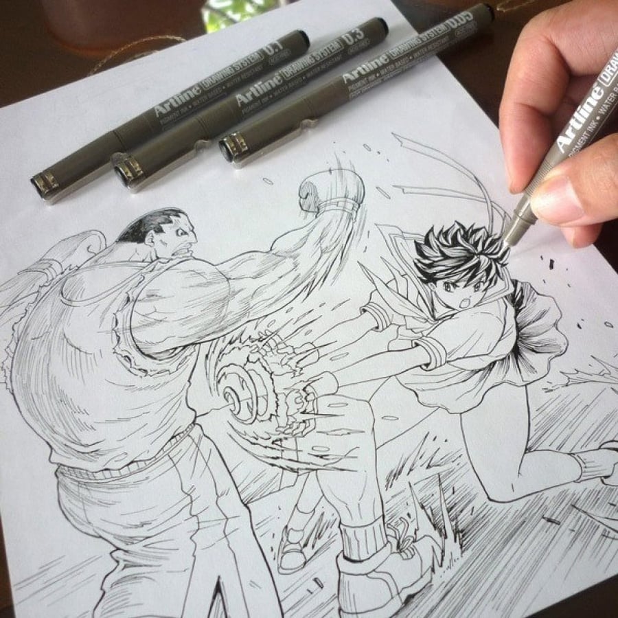 أرت لاين قلم للرسم والتحديد أسود العلبة 12 قلم