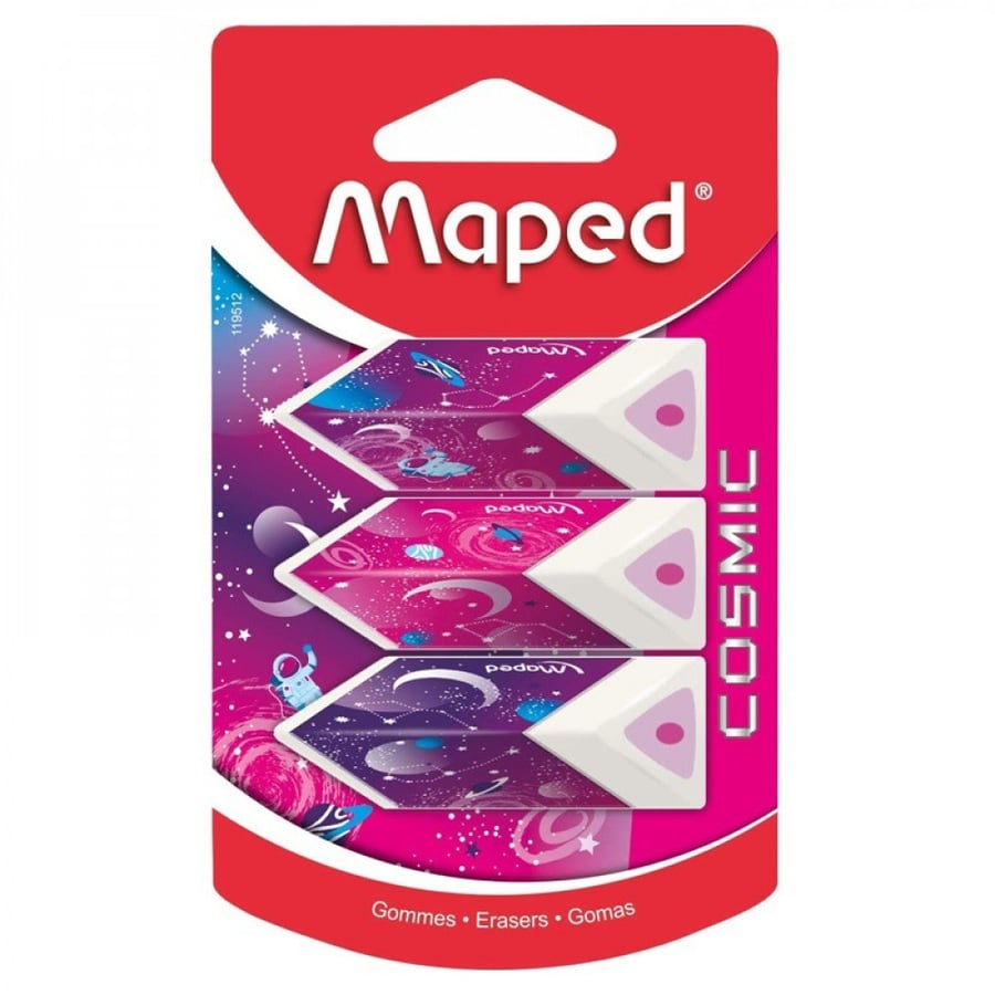 Maped Erasers Pyramid Cosmic Blister=3pcs