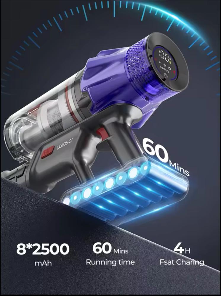مكنسة لاسلكية Laresar V7 بقوة 500 واط وشفط 50KPA، جهاز منزلي ذكي محمول باليد، بطارية قابلة للإزالة، وكوب غبار  -  Laresar V7 500W 50KPA Suction Power Cordless Vacuum Cleaner  Handheld smart Home appliance Removable Battery Dust Cup