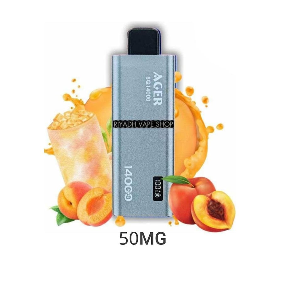 سحبة اجير اس كيو 14000 سحبة 50نكتين خوخ ماكس AGER SQ 14000 PUFFS PEACH MAX