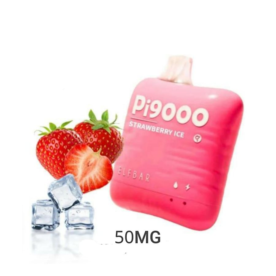 سحبه جاهزه الف بار 50نكتين فراولة آيس 9000 سحبه ELFBAR PI9000 Strawberry Ice 9000 PUFF