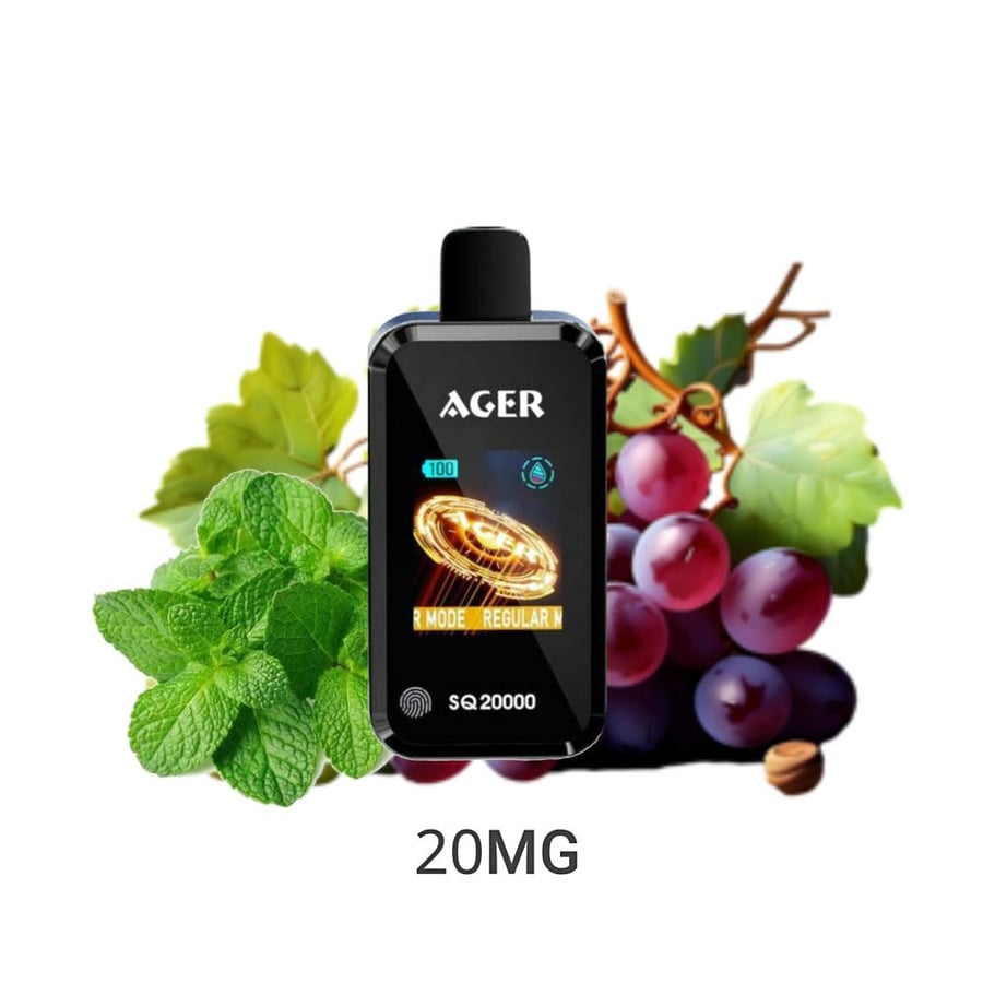 سحبة اجير اس كيو 20000 سحبة 20نكتين عنب نعناع AGER SQ 20000 PUFFS GRAPE MINT