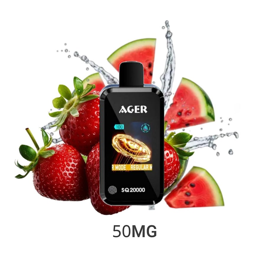 سحبة اجير اس كيو 20000 سحبة 50نكتين فراولة بطيخ AGER SQ 20000 PUFFS STRAWBERRY WATERMELON